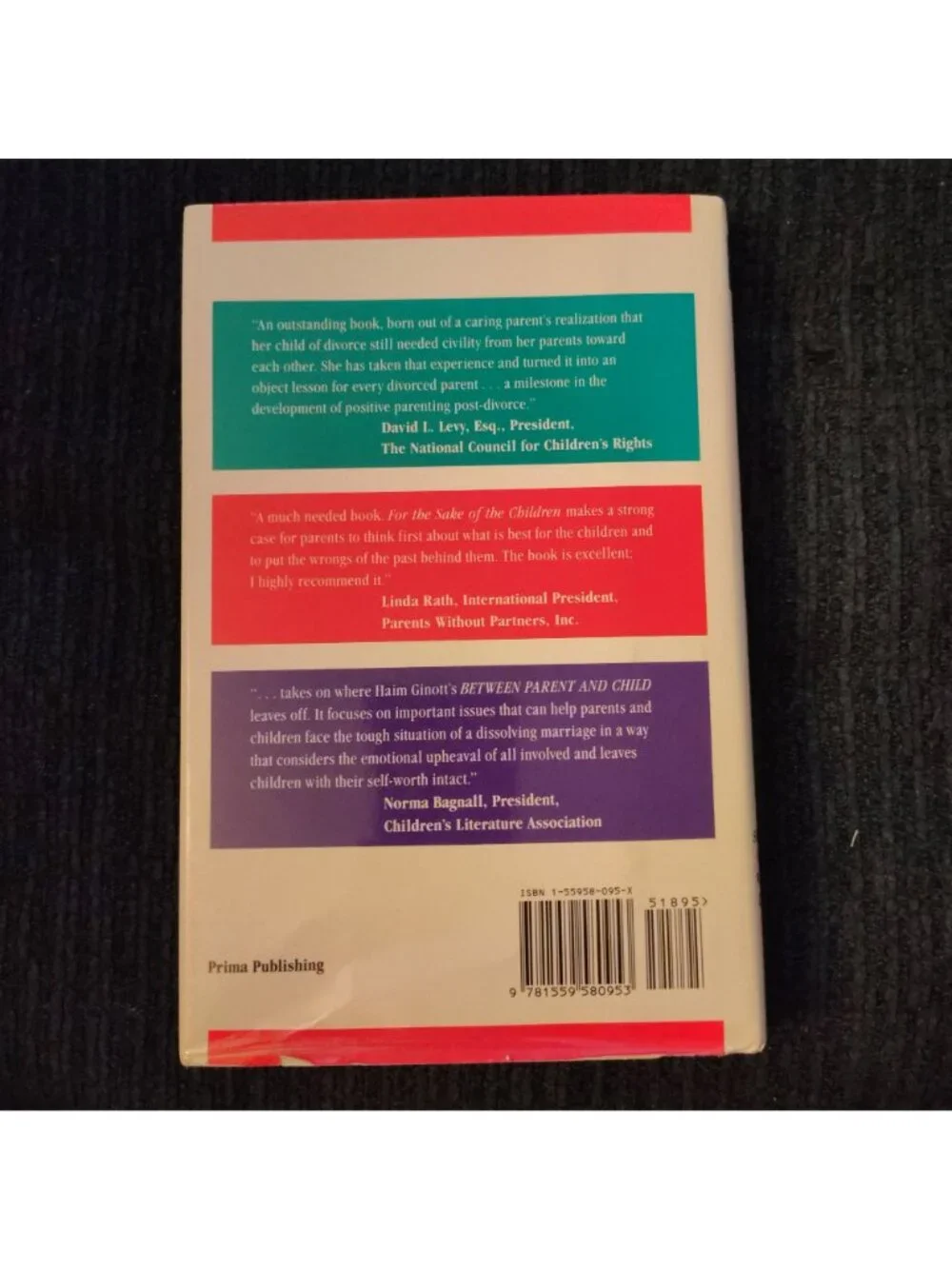 For the Sake of the Children Kris Kline Stephen Pew HC Parenting Divorce Book